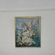Mid Century Swedish Oil on Canvas – “White Lilies” by Torsten Hult