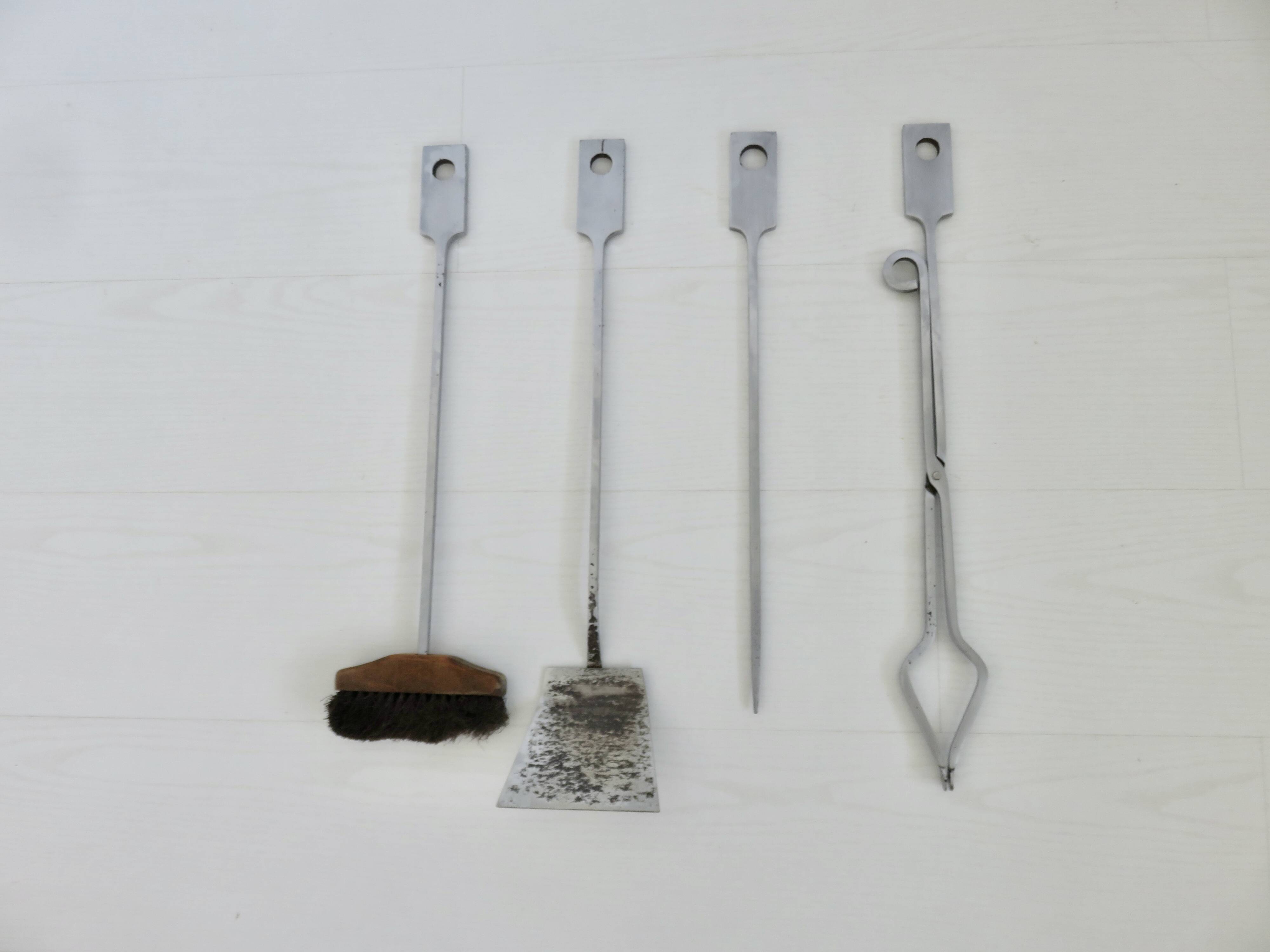 Fireplace set "Jean Paul Créations" signed, 1970