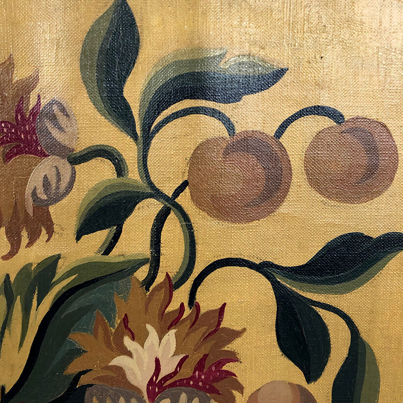 Aubusson tapestry cardboard. Bouquet of Louis XIII-style flowers