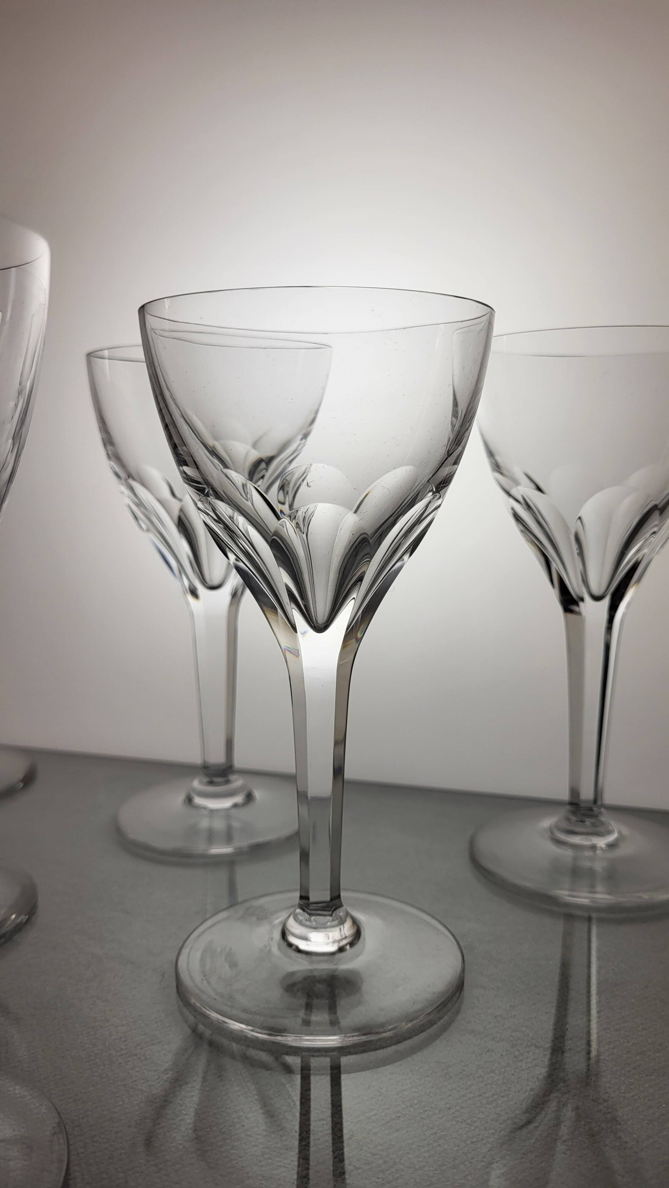 6 Val Saint Lambert crystal wine glasses model Nestor