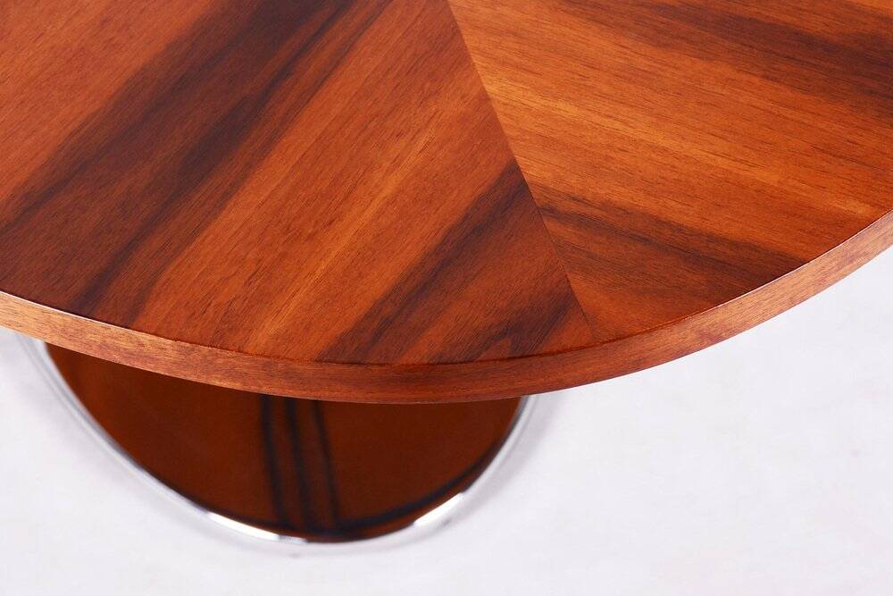 Functionalism Oval Table in Chrome and Walnut from Kovona, Czechia, 1960s