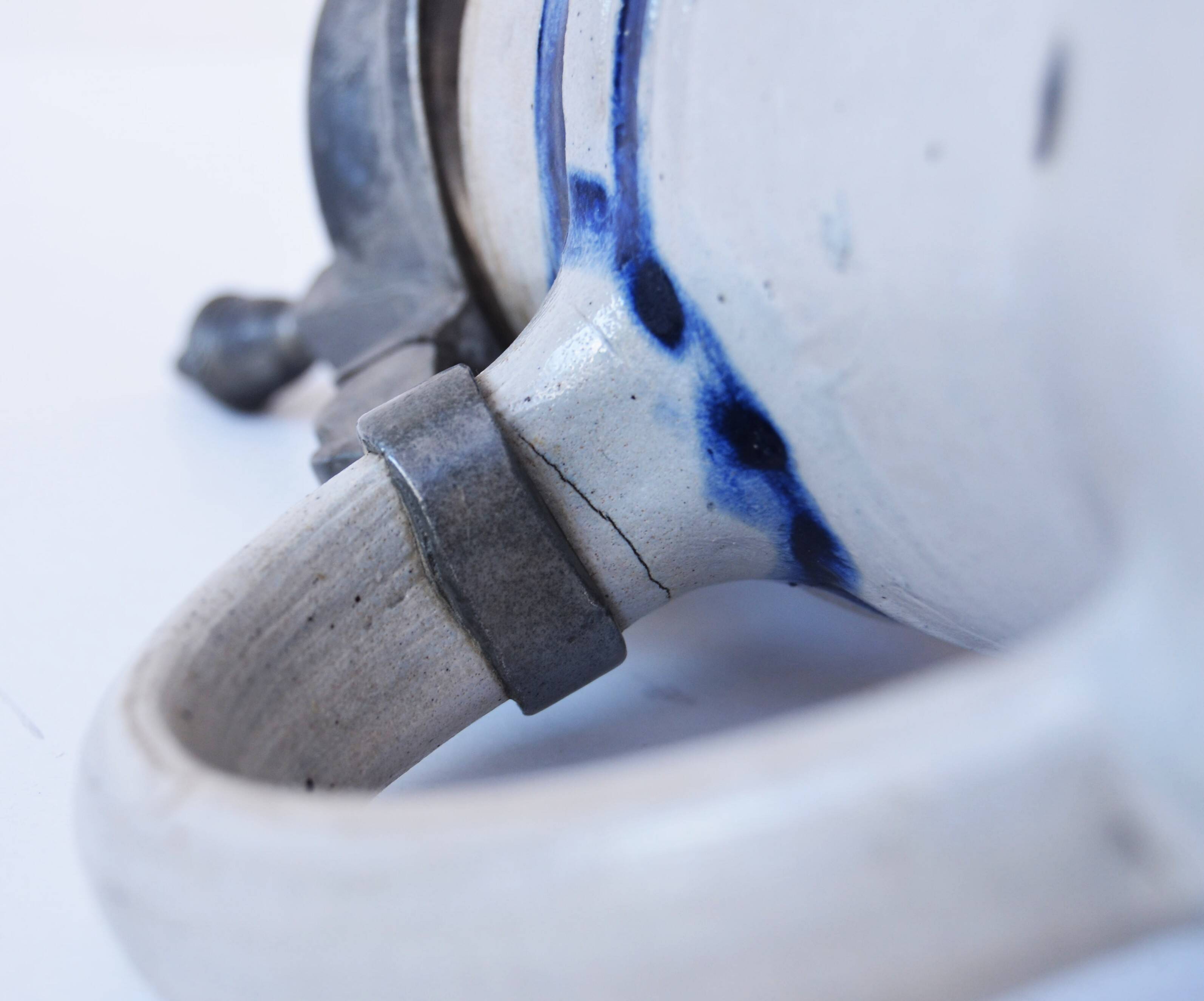 19th Century German Glazed Westerwald Pitcher Biedermeir 2,5L