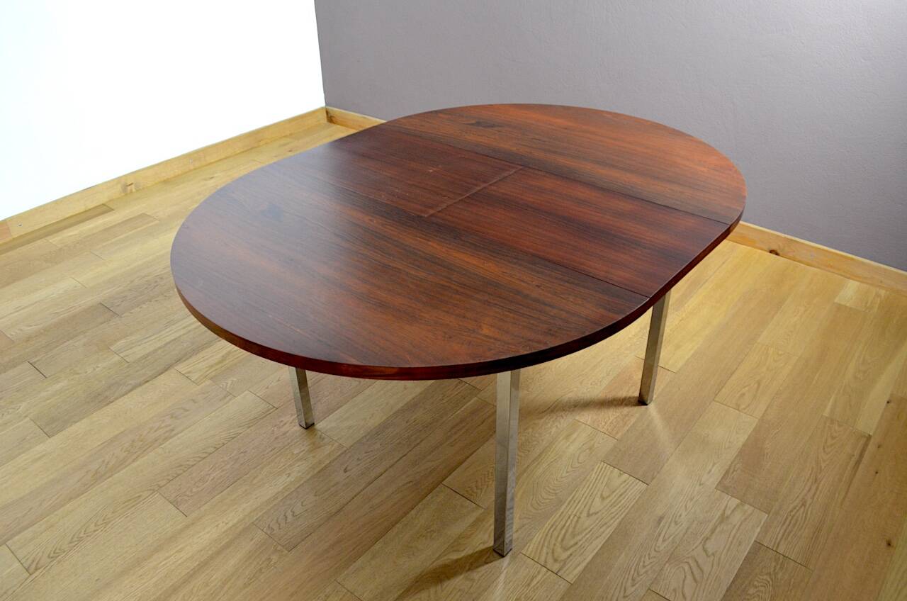 Table de repas en palissandre et chrome 1960