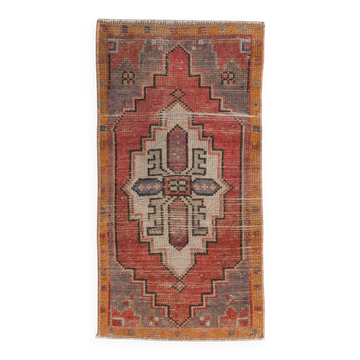 Tapis vintage classique rouge et beige 2x3, 43x82 cm