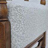 1950s, Scandinavian design, reupholstered armchair, white/light gray fabric, oak.
