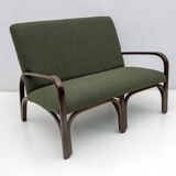 Ensemble Art Déco italien Bouclè vert composé de deux fauteuils et d'un petit canapé, années 1930