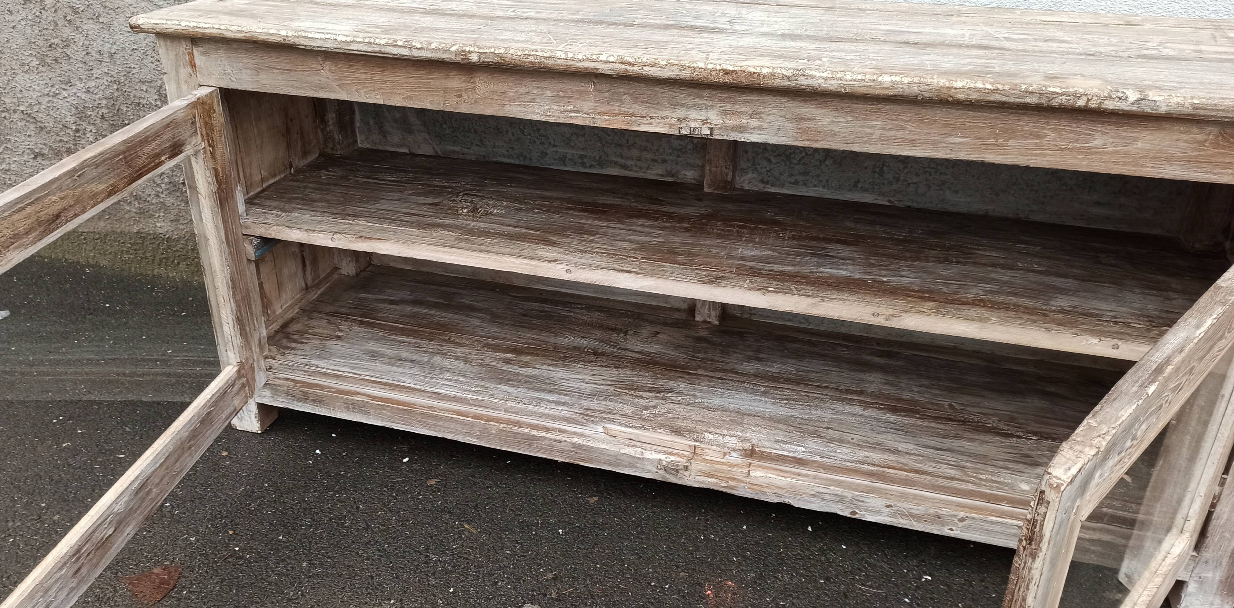 Glass sideboard in antique wood