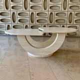 Travertine table with two turntables