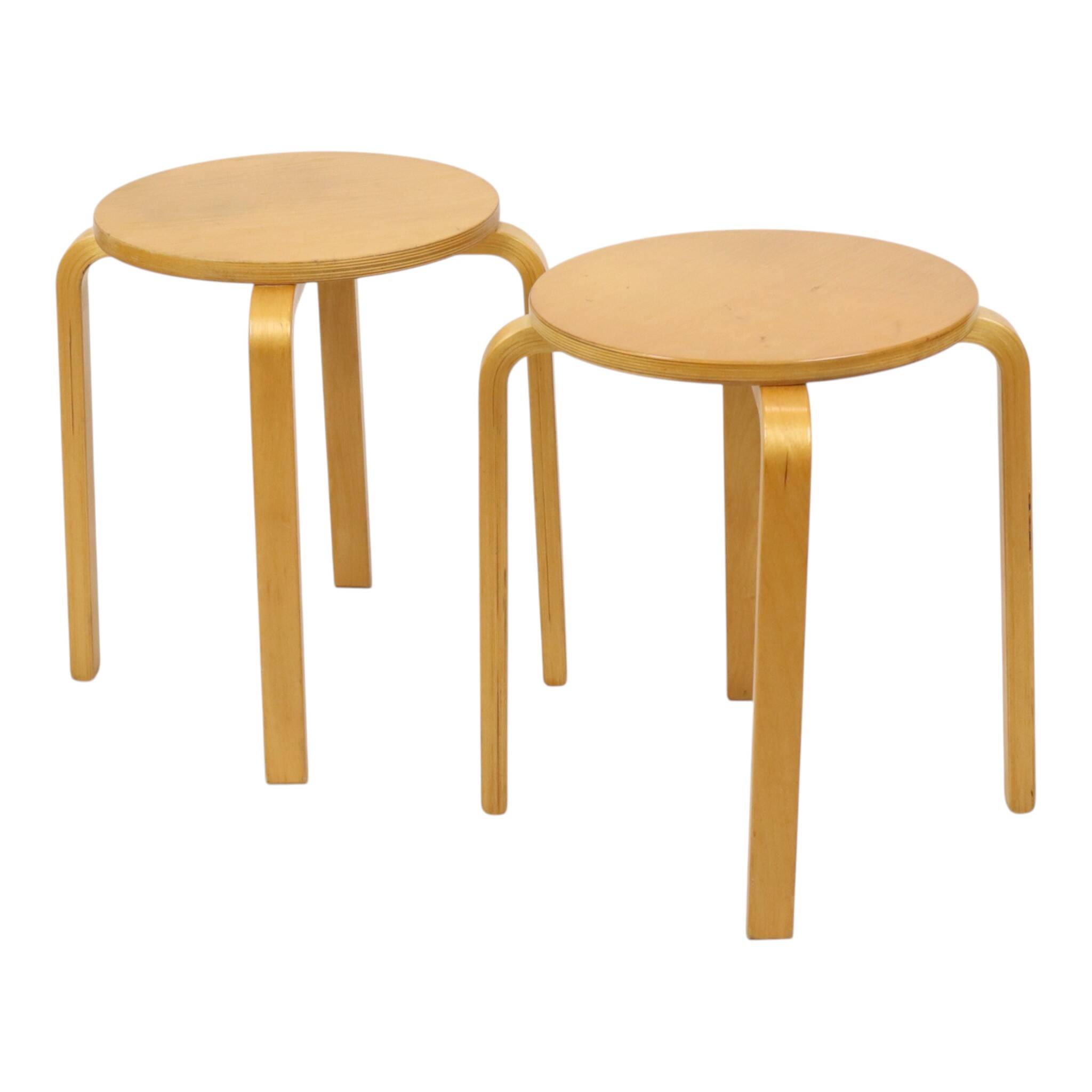 Set of 2 Vintage IKEA Frosta Stools, Beech Wood, 1990s