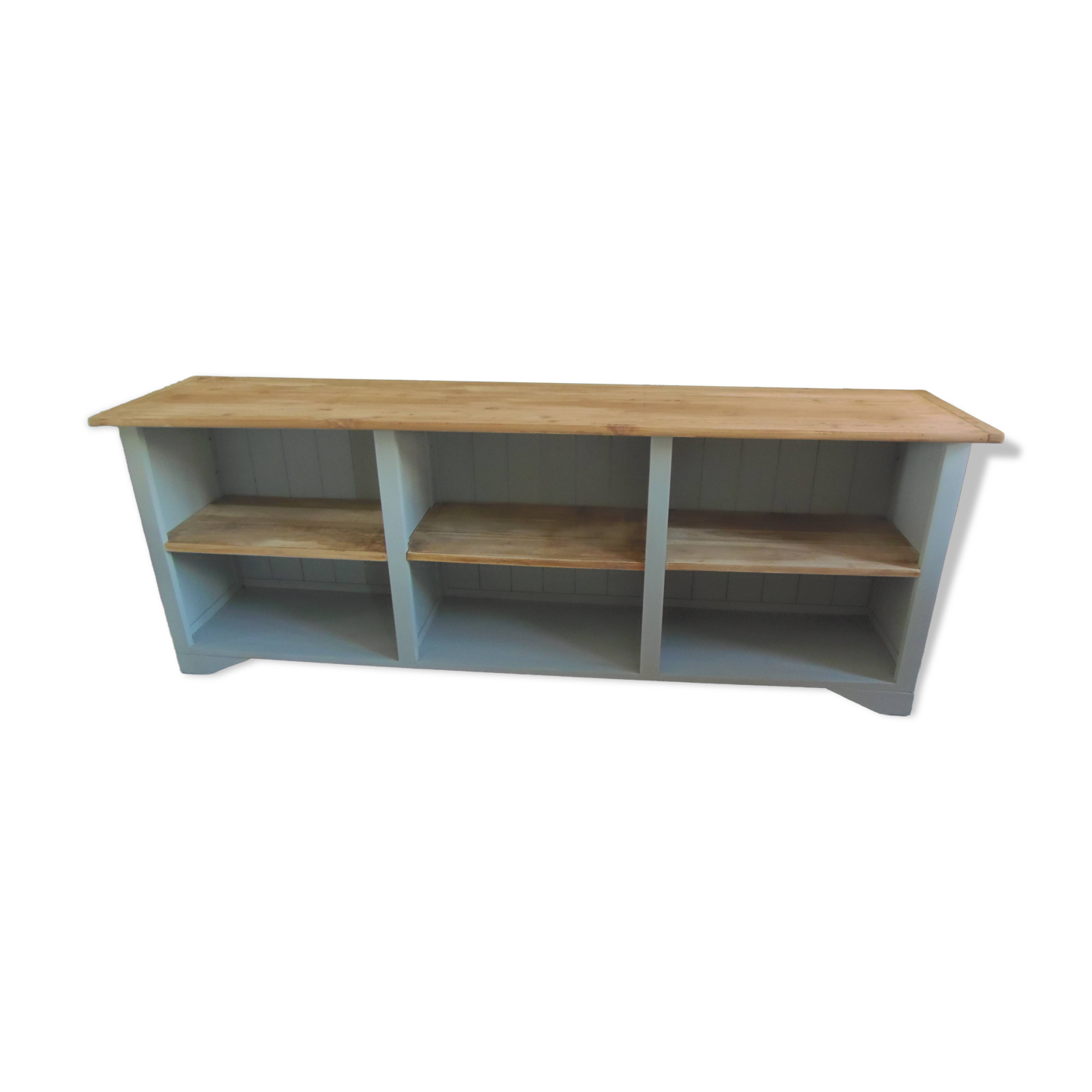 Professional furniture enhanced in verdigris, wooden top.