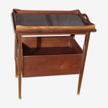 Mahogany service with flaps with removable glass top 67 x 46 cm