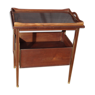 Mahogany service with flaps with removable glass top 67 x 46 cm