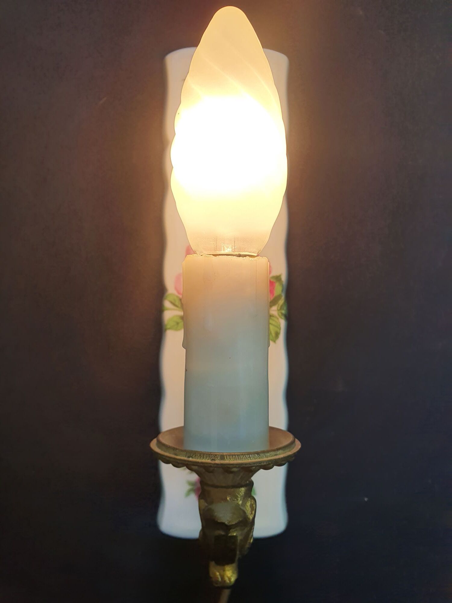 Pair of vintage Limoges ceramic wall sconces