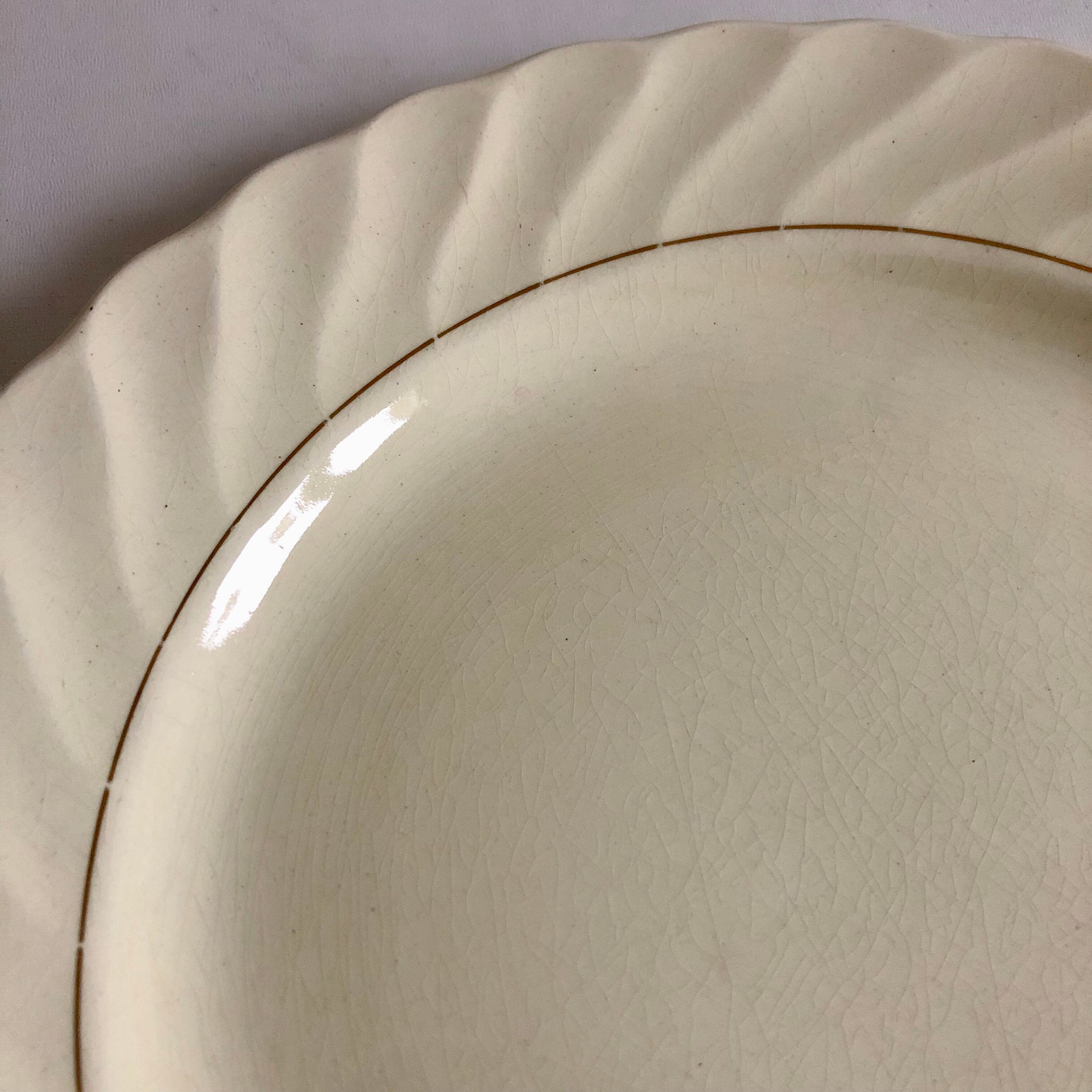 6 flat plates, Faience de Salins, Service Biarritz