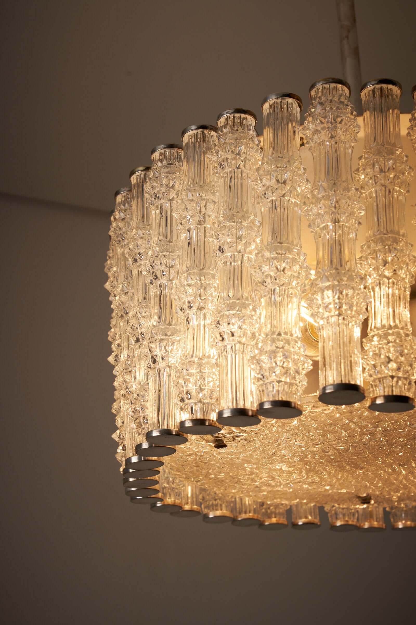 Kaiser Leuchten glass pendant lamp with nickel patina