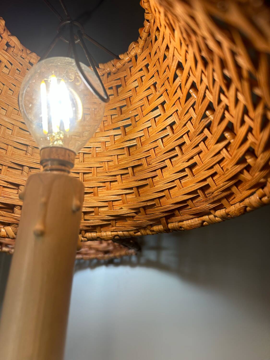 Old rattan candle holder lamps (X2)