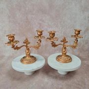 Paire de bougeoirs anciens dorés – style Louis Xv / Rocaille