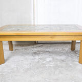 Solid elm stone tray coffee table