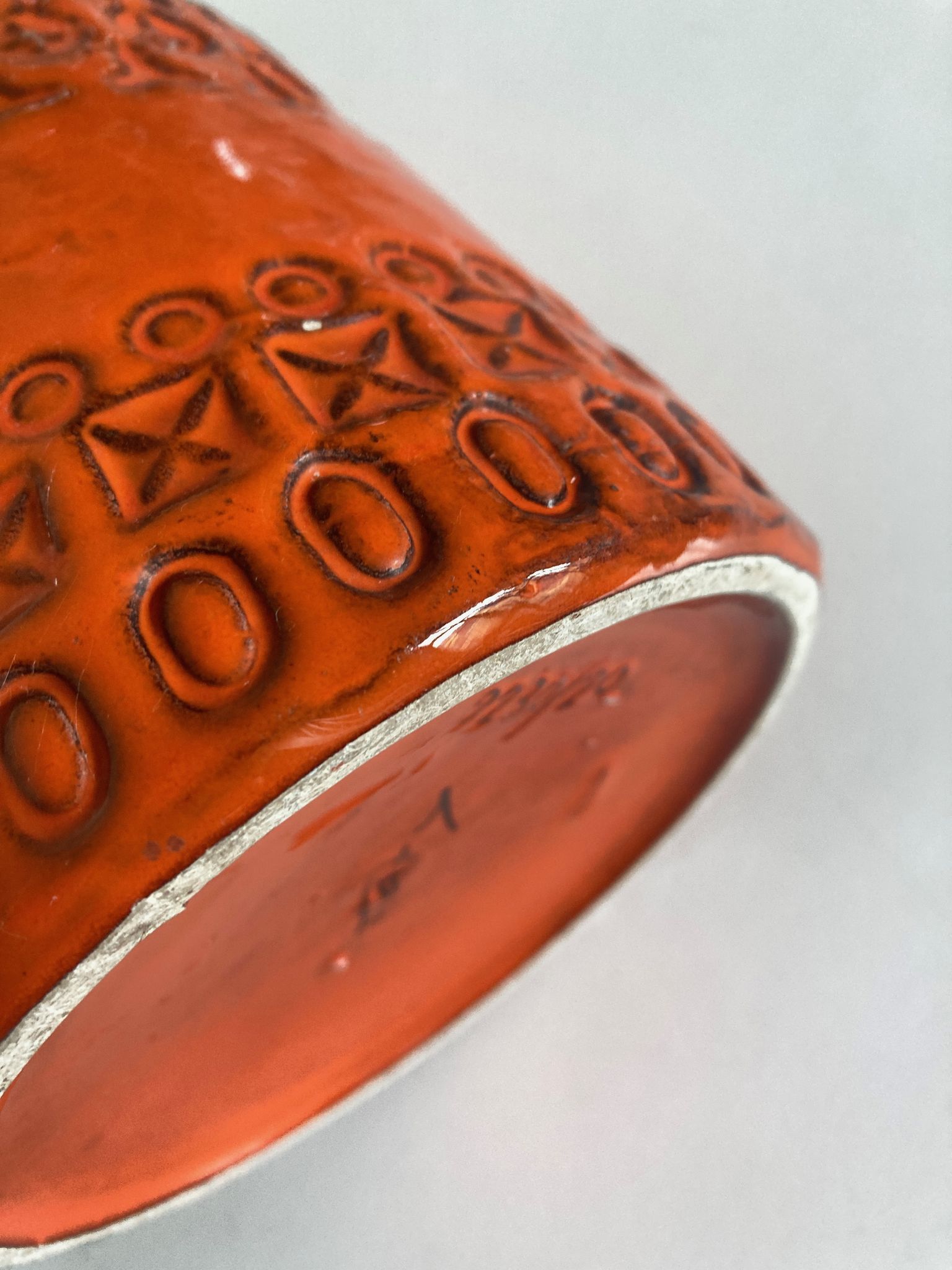 Bitossi Ceramiche orange pitcher vase by Aldo Londi Italian design