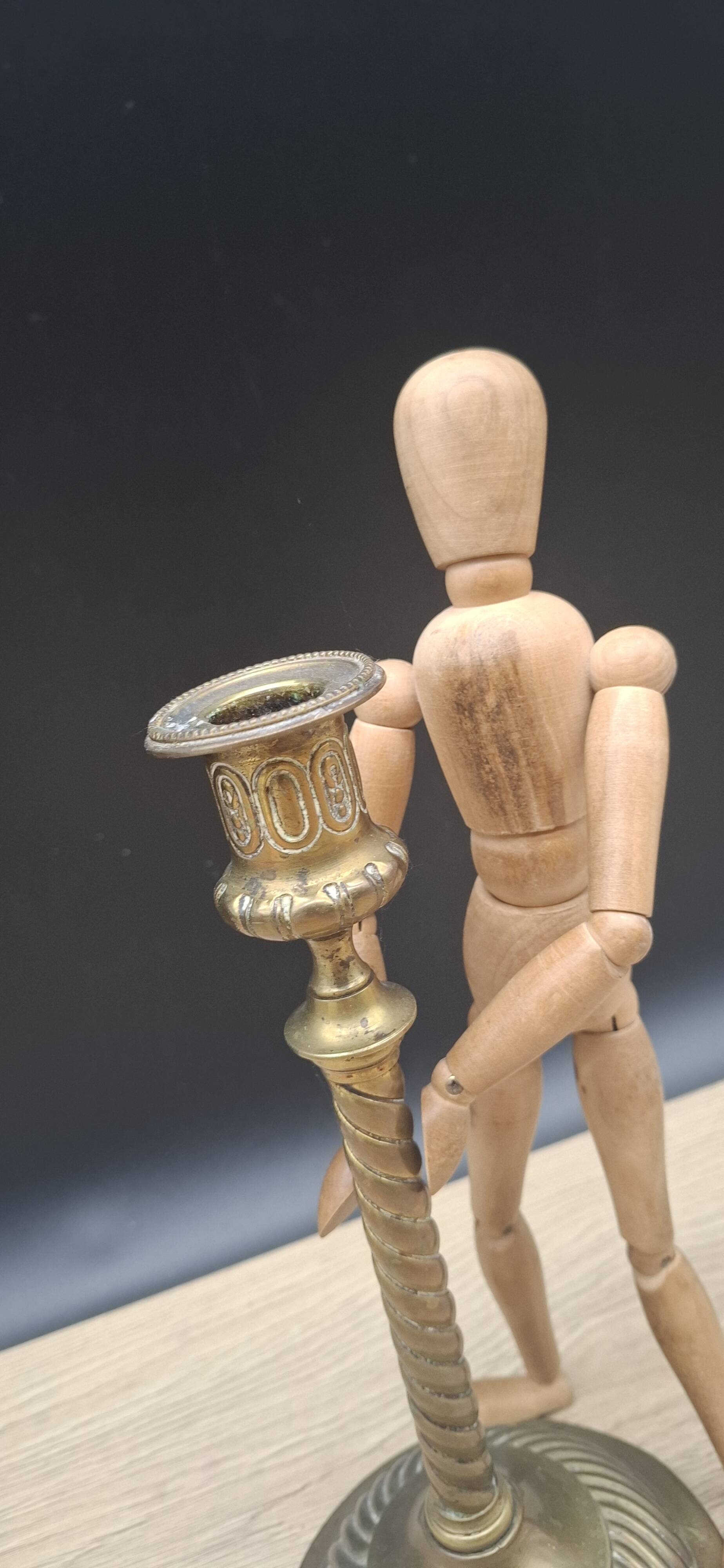 Antique brass candle holder