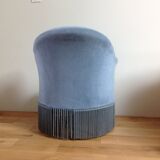 Fauteuil crapaud velours bleu