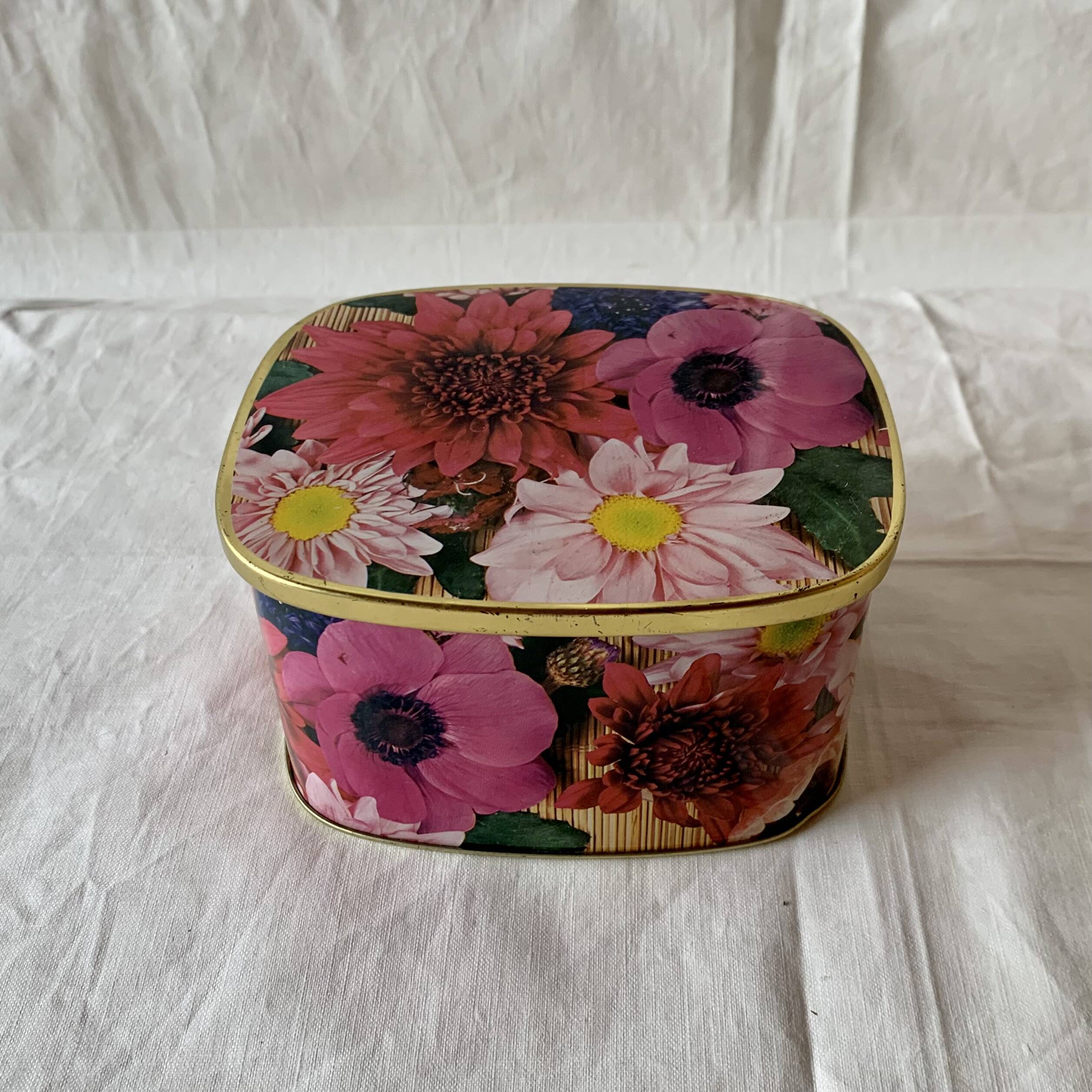 Boîte métallique vintage Côte d'Or - décor floral