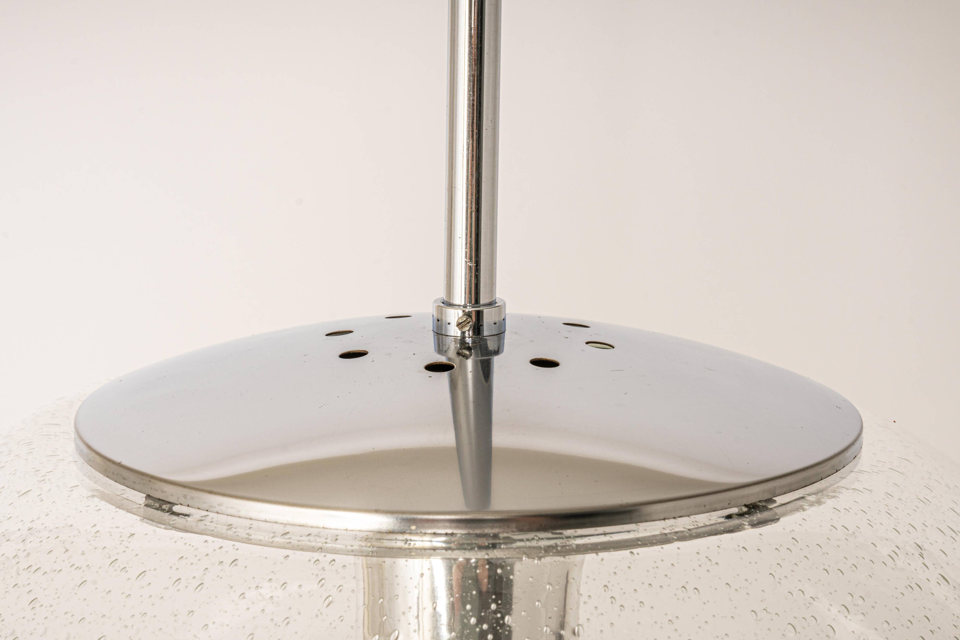 clear glass ball pendant chrome Limburg, Germany, 1970s