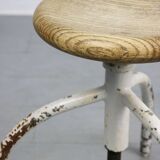 Vintage Industrial White Swivel Chair