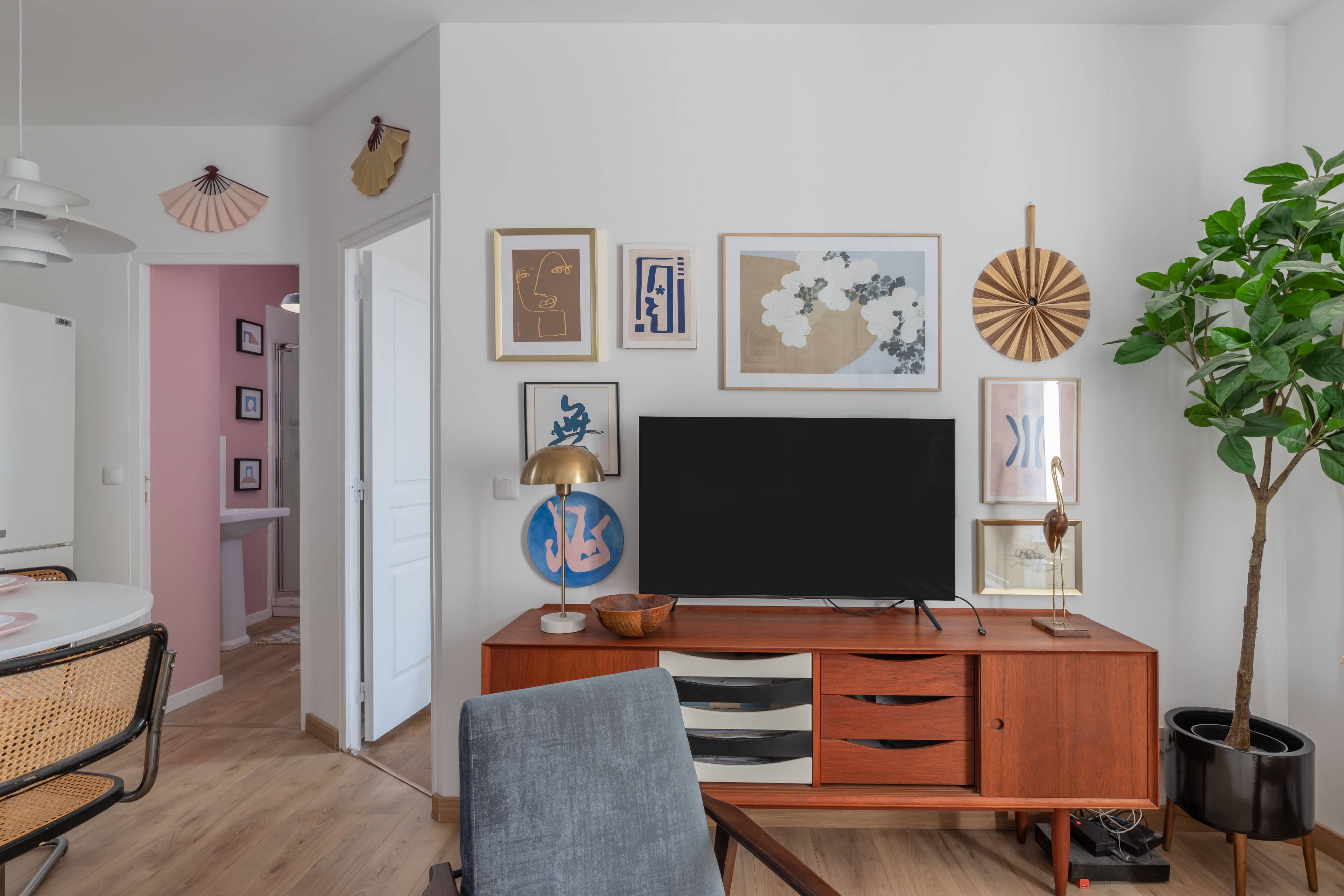 Pink and Blue Abstract Wall Decorative Plate