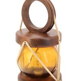 Wood and glass storm lamp from Saint Malo, 1970s