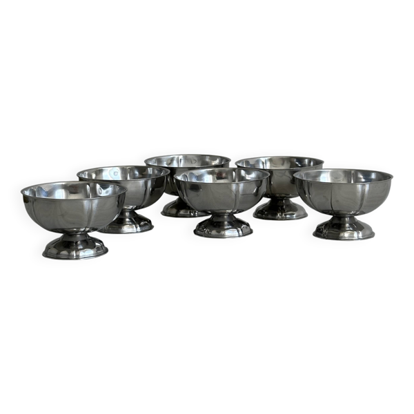 6 coupelles sur pied en inox style Letang Remy