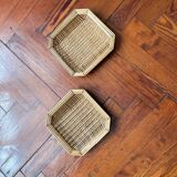 two vintage wicker bowls
