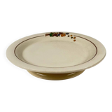 Presentation plate with pedestal Longwy, early 20th century, floral decoration.