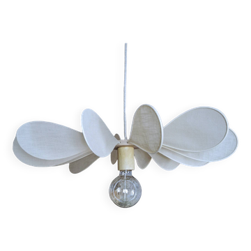 12-blade propeller suspension in rattan and sand linen