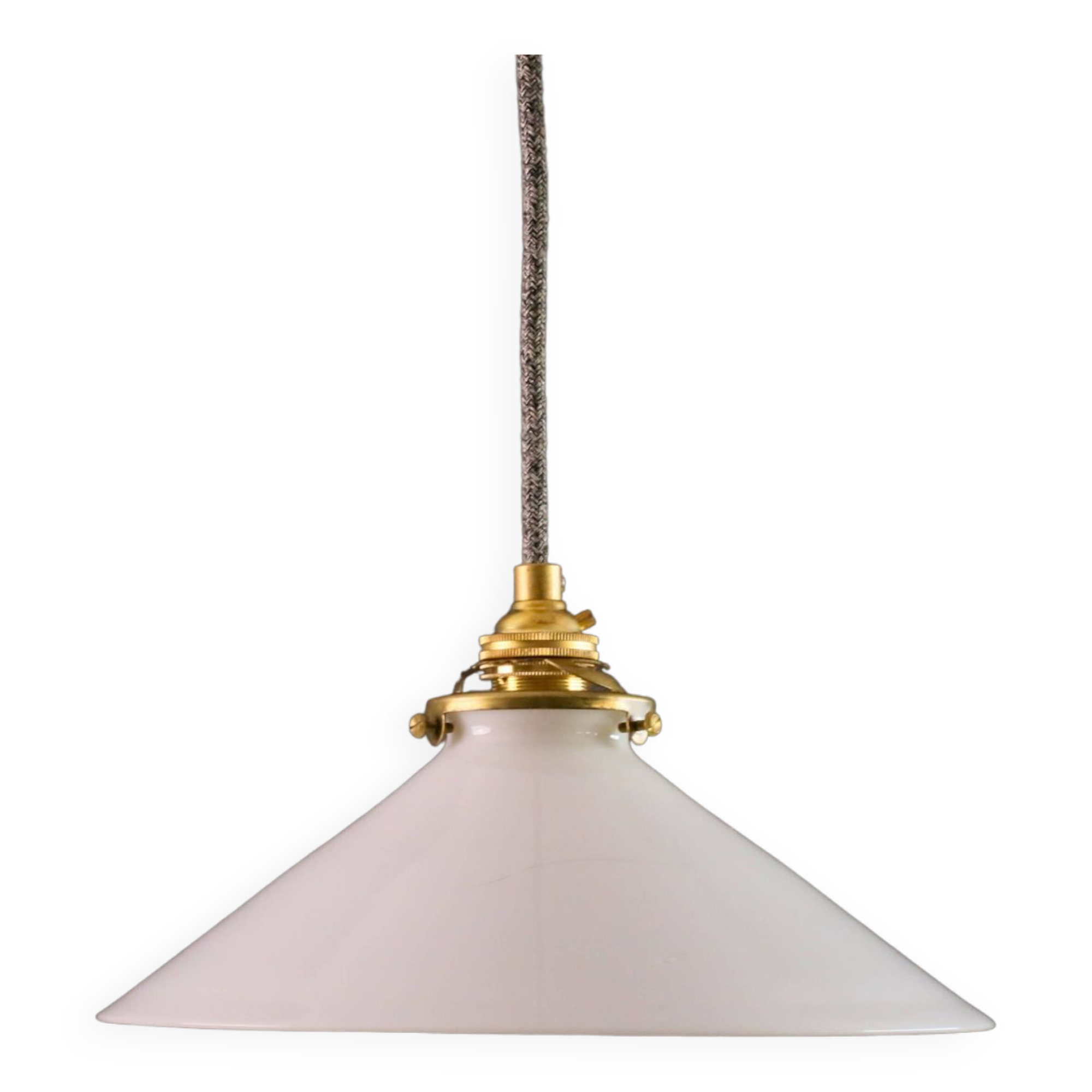 Suspension in high white opaline - delivered with a new cable and socket