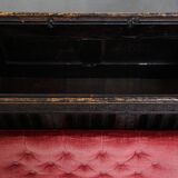 Antique English Bench/Chest with Red Tufted Seat