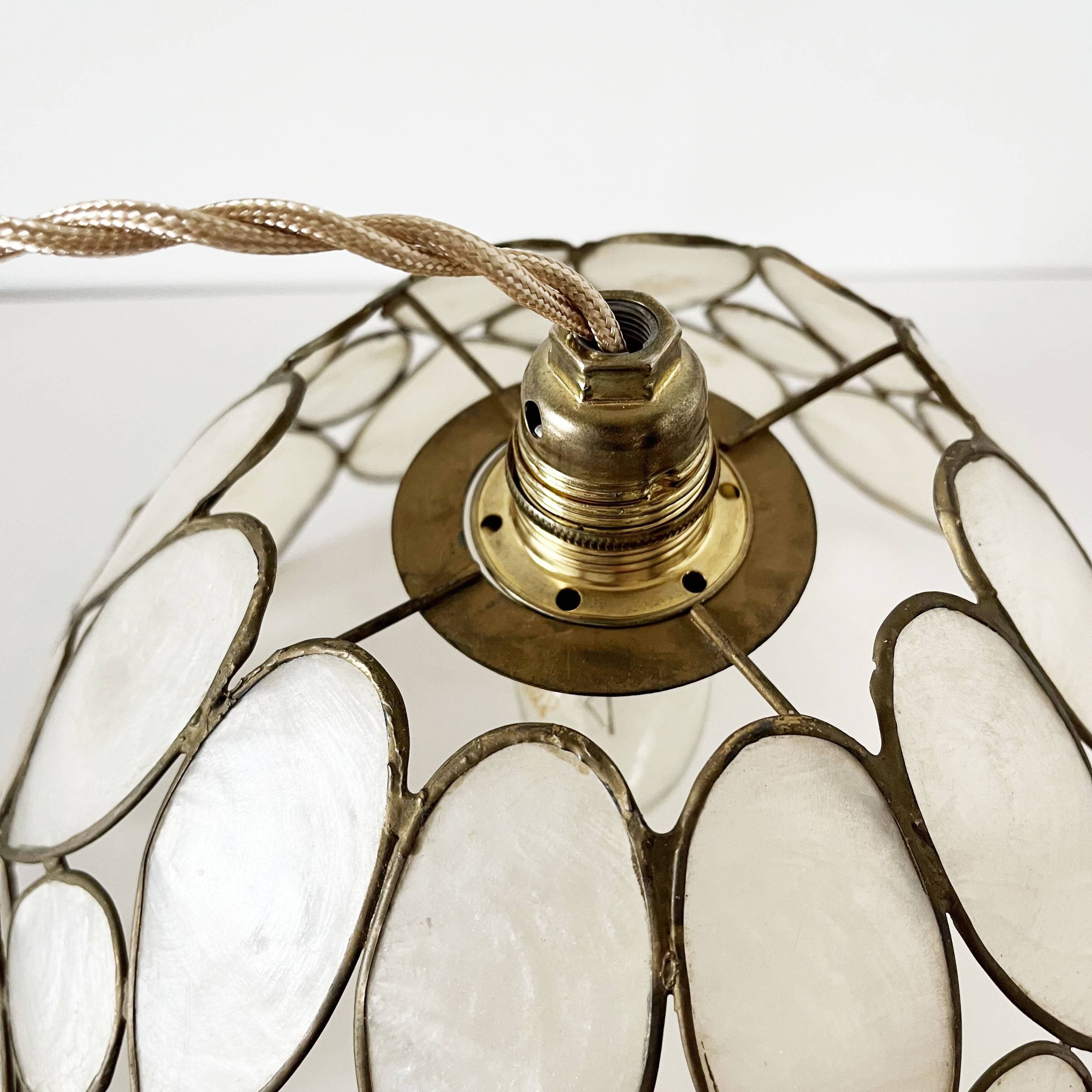 Mother-of-pearl petal pendant lamp
