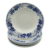 Set of 6 Boch Cachemire blue deep plates.