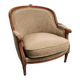 Louis XVI style bergère armchair – carved wood – beige fabric – pi