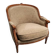 Louis XVI style bergère armchair – carved wood – beige fabric – pi