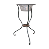 Old planter wrought iron basin blown glass