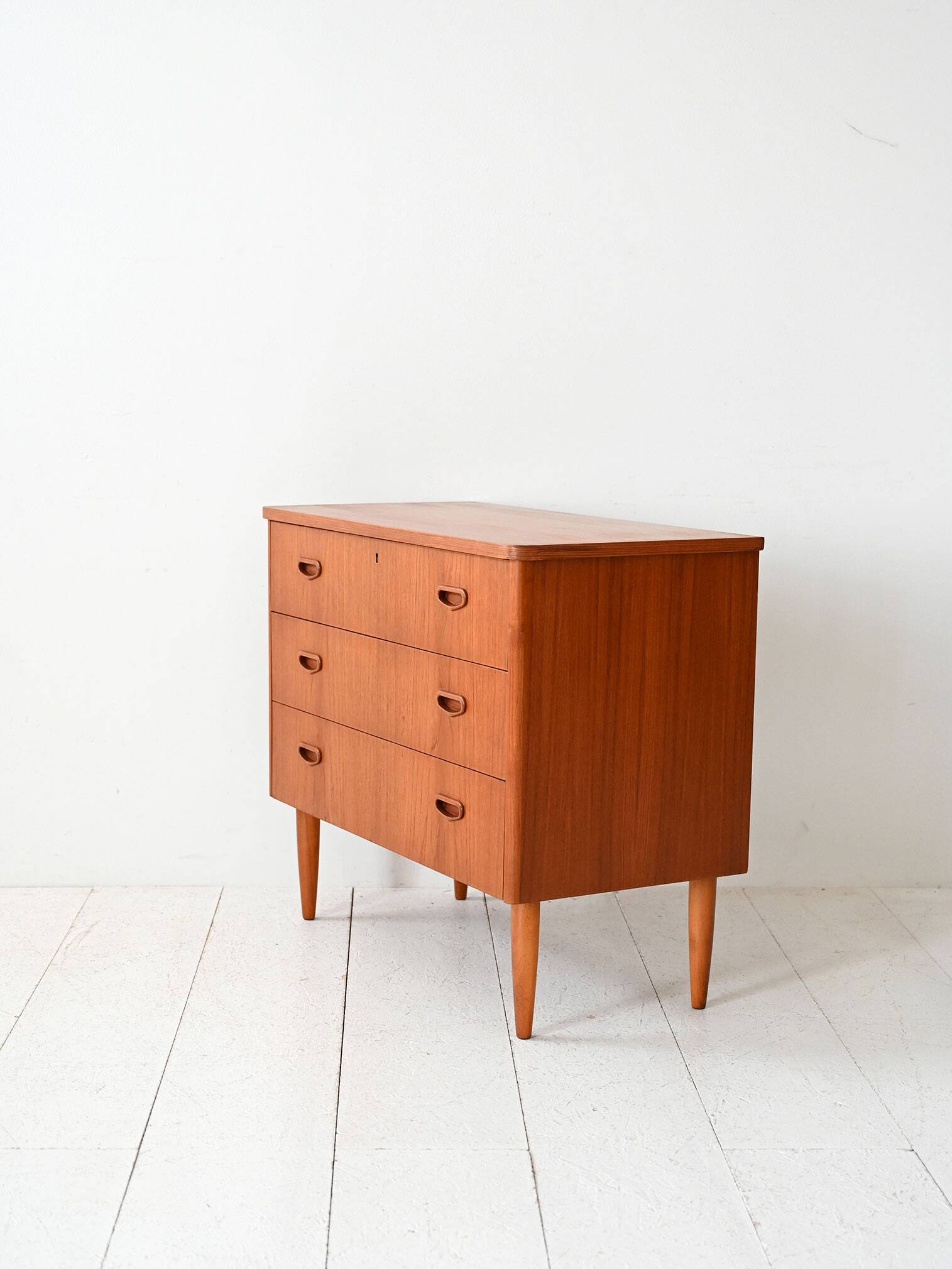 Scandinavian chest of drawers with three teak drawers from the 1960s.