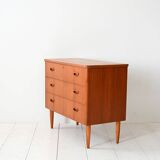 Scandinavian chest of drawers with three teak drawers from the 1960s.