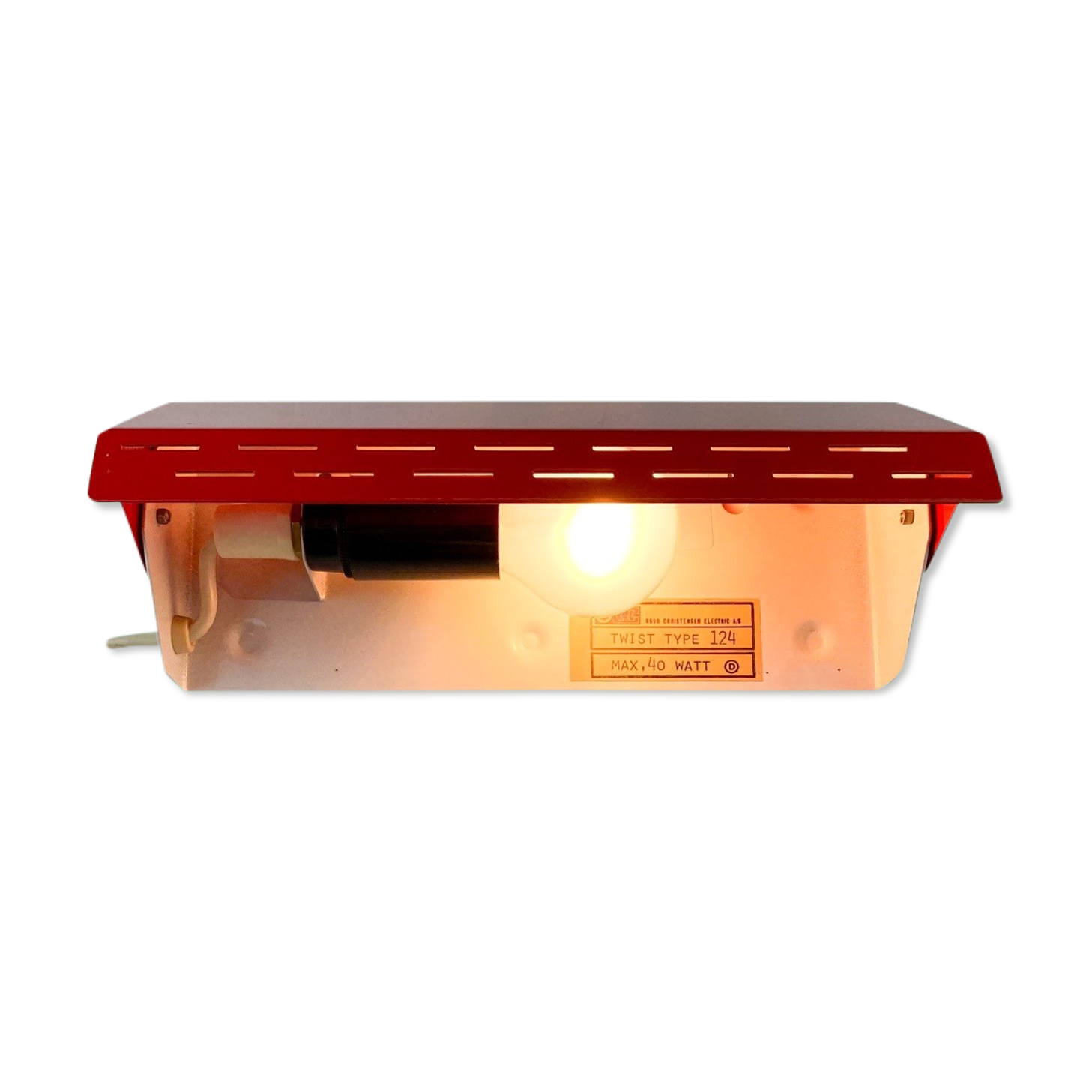 60s Red Night Light made by Knud Christensen in the Mid-Century, Danish Design Wall Lamp Adjustable
