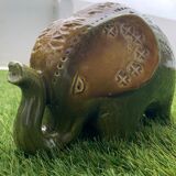 Green Rimini ceramic elephant, Aldo Londi for Bitossi, 1960