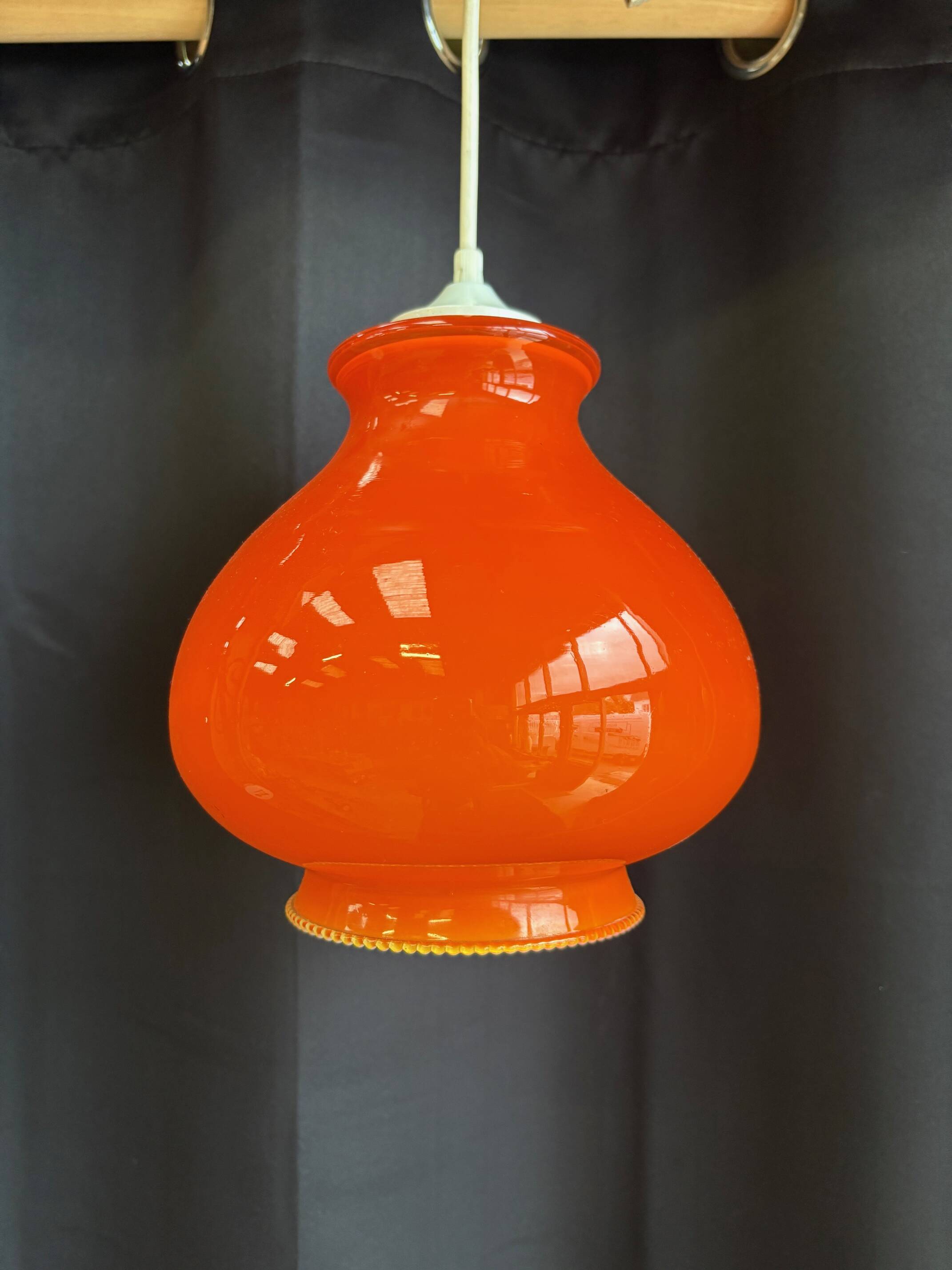 Vintage orange opaline pendant light – 70s retro chandelier