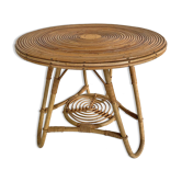 Table d'appoint en rotin vintage 1960