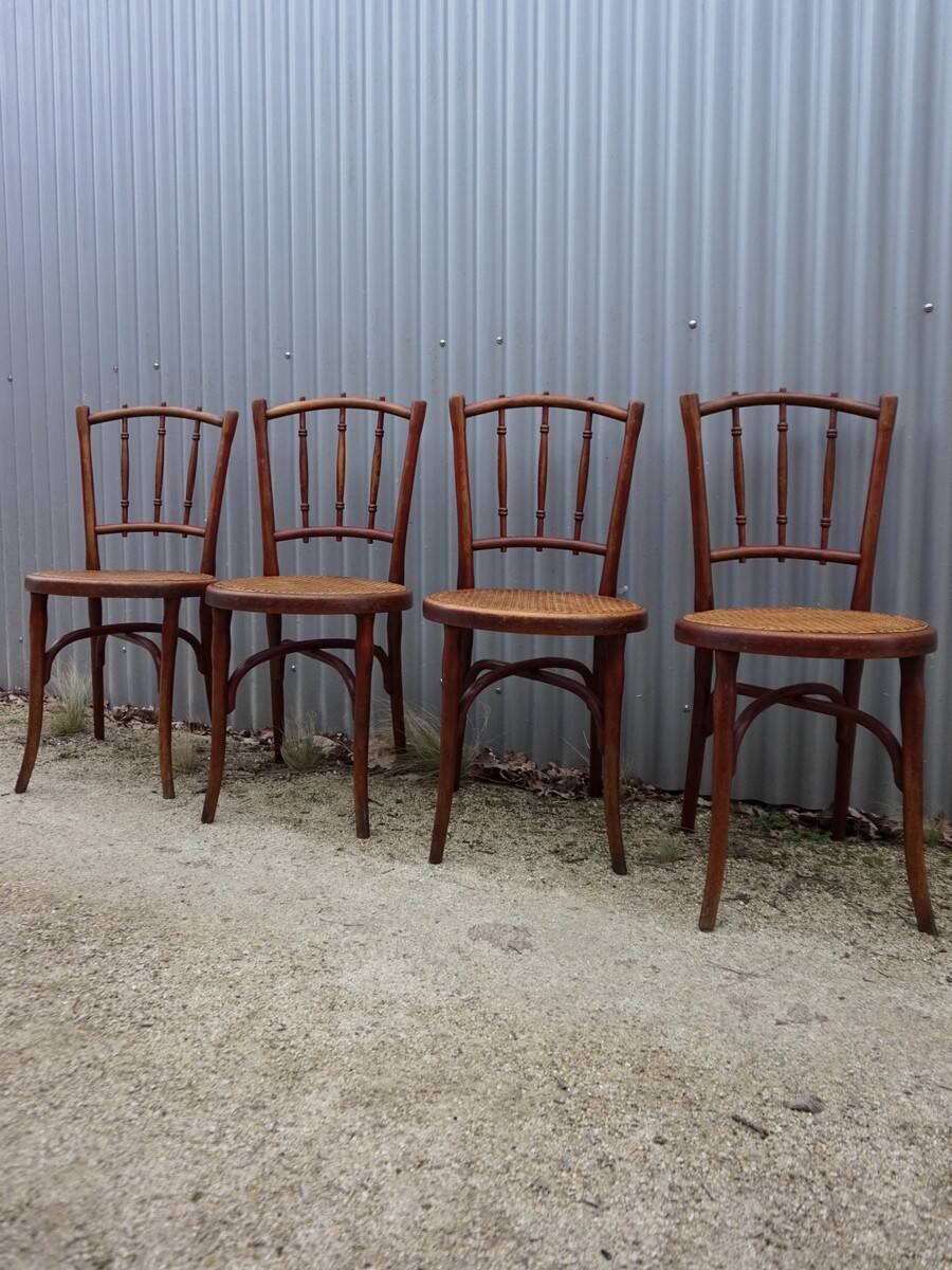 Chaises de salle à manger bistro Thonet originales, lot de 4