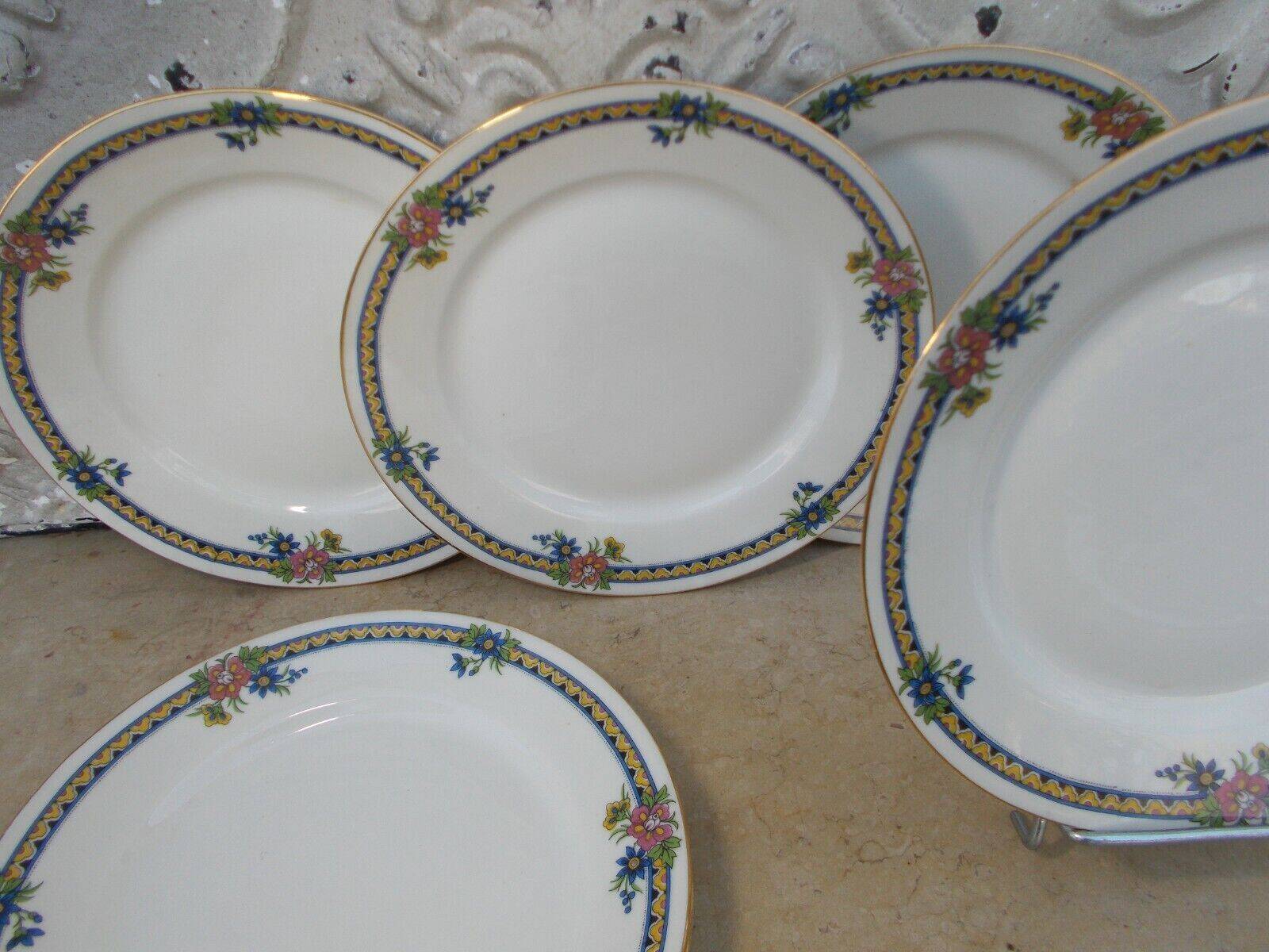 6 assiettes dessert porcelaine ancienne Art Deco Pierre Guez Marseille