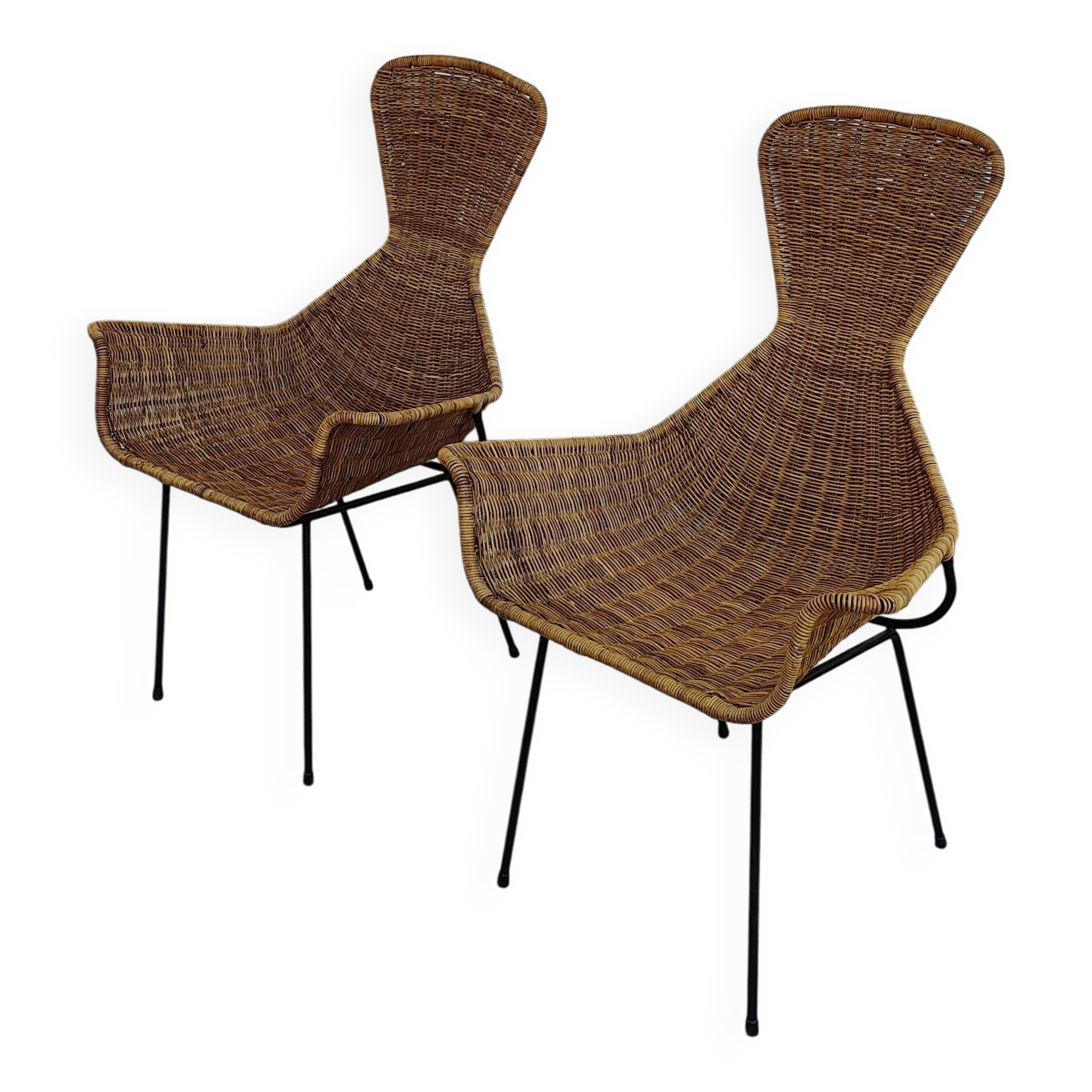 pair of Italian wicker chairs